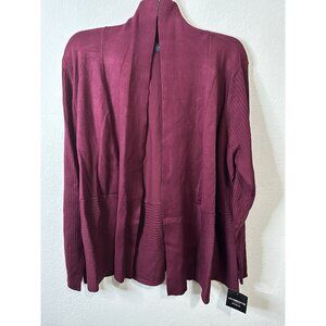 Liz Claiborne Women’s Burgundy Passion Open Front Longline Cardigan Sweater 2XL